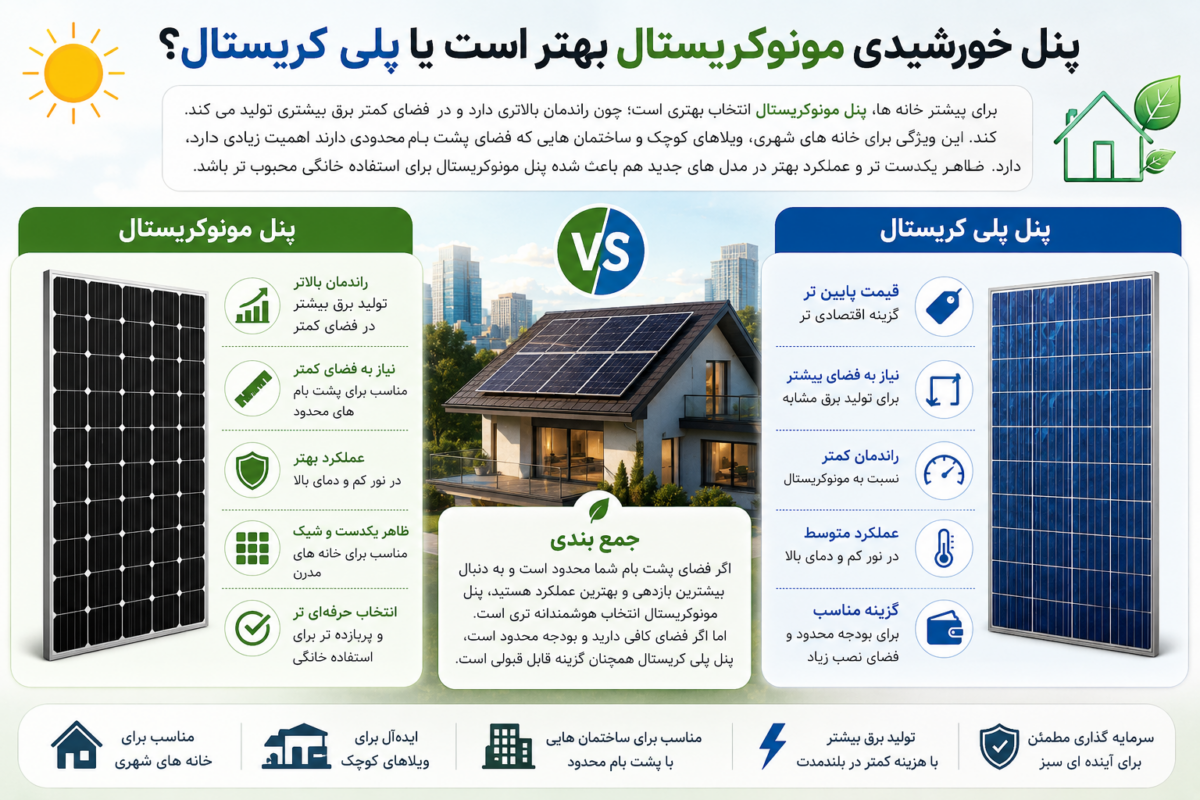 مقایسه پنل های خورشیدی