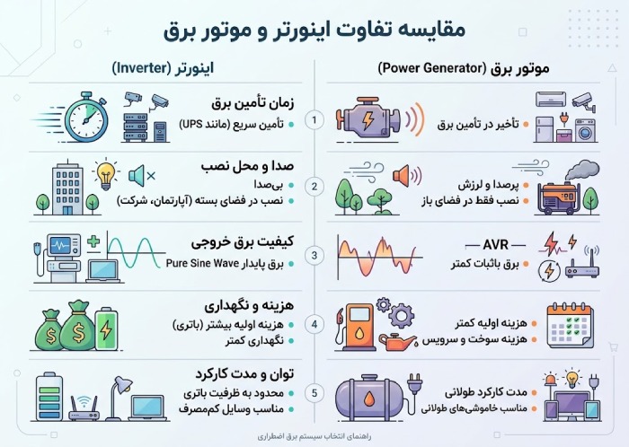تفاوت اینورتر و موتور برق